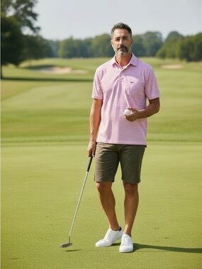 Vineyard Vines Pink Striped Men’s Polo